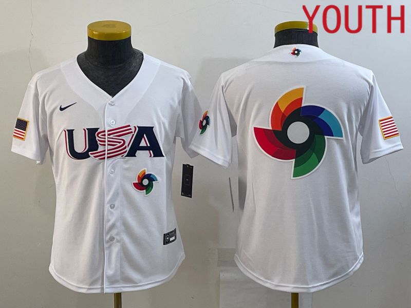 Youth 2023 World Cub USA Blank White MLB Jersey2->youth mlb jersey->Youth Jersey